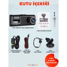 Eco Lounge Full Hd 1080P 3 Kameralı Dash Cam Ön Arka Iç Kayıt Özellikli Gece Görüşlü G Sensörlü
