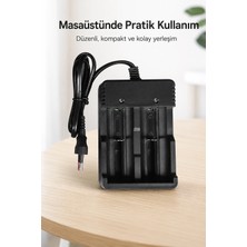 Eco Lounge Çiftli Pil Yuvalı Şarj Aleti Kablolu Masaüstü Kullanıma Uygun Kompakt Şarj Cihazı