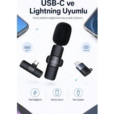 Eco Lounge Usb-C ve Lightning Uyumlu Kablosuz Yaka Mikrofonu Tak Çalıştır Telefon Ses Kayıt Seti