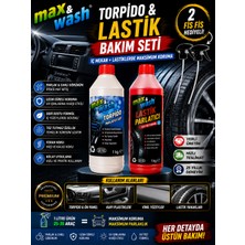 Max&wash Torpido & Lastik Bakım Seti | Torpido Parlatıcı Süt + Lastik Parlatıcı 1 kg | 2 Adet Fıs Fıs Hediyeli