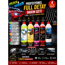Max&wash 5'li Profesyonel Full Detay Bakım Seti | Cilalı Oto Şampuan + Hızlı Cila + Jant Temizleyici + Lastik Parlatıcı + Torpido Parlatıcı | 4 Fıs Fıs Hediyeli