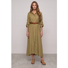 Passion Moda Evi Modal Uzun Salaş Kemerli Elbise