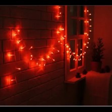 Marsilyan 10M 100 LED Damla Uçlu Kırmızı Işık Şeffaf Kablo