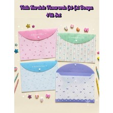 ÖZ OFİS Kawaii Tatlı Kurdele Tasarımlı Çıt-Çıt Dosya Seti 4'lü Set - Pastel Renkler