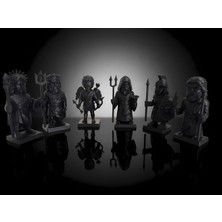 Antik Yunan Tanrıları 7 cm – 6’lı Siyah Mini Figür Seti Zeus, Poseidon, Hades, Apollo, Athena, Eros