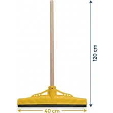 Mulpex Kauçuk Zemin Çekçeği 40 cm + 120 cm Ahşap Saplı Endüstriyel Temizlik Seti