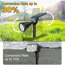 Forlife Gün Işığı18 LED Spot Güneş Enerjili Bahçe Aydınlatma Lambası, Fotoselli, Spike Aplik, 18W Su Geçirmez Dış Mekan Solar Lamba, Ağaç, Veranda, Havuz, Duvar ve Zemin Montajına Uygundur 42 cm