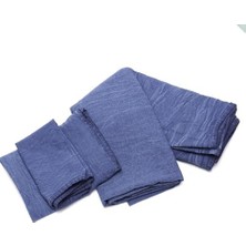 Taşlanmış Indigo Denim Pamuk Amerikan Servisi- 2'li Set