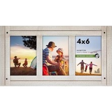 10X15 cm Üçlü Fotoğraf Çerçevesi, Cilalı Kristal Berraklığında Cam, Hampton Koleksiyonu, Titrek Kavak Beyazı Ahşap Kolaj Fotoğraf Çerçevesi Masaüstü ve Duvar Sergilemesi Için