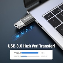 (Ikili) Otg Akıllı Giriş USB 3.0 To Type-C Dönüştürücü Adaptör Çevirici 5gbps, iPhone 16, Pro, Pro Max, M2, M3, M4 MacBook Pro, Air, iPad Pro ve Galaxy S25, S24, S23 ve Tabletler ile Uyumlu