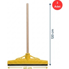 Mulpex Kauçuk Zemin Çekçeği 40 cm + 120 cm Ahşap Saplı Endüstriyel Temizlik Seti x 3 Adet