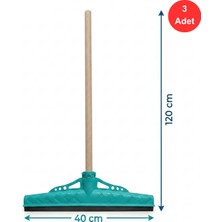 Mulpex Kauçuk Zemin Çekçeği 40 cm + 120 cm Ahşap Saplı Endüstriyel Temizlik Seti x 3 Adet
