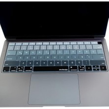 Türkçe Q Klavye Koruyucu MacBook Air 13 A1932 A2179 A2337 M1 Uyumlu | Us Amerikan Düz Enter Ansı | Türkçe Baskılı Silikon Keyboard Cover Siyah Gri