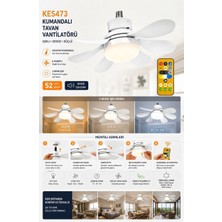 Segy Home KES473 Uzaktan Kumandalı Tavan Vantilatörü E27 Duylu LED Işıklı Sessiz 6 Kanatlı Serinletici Fan Uzaktan Kumandalı 3 Renk Işıklı Sessiz Fan( E27 Tavan Duy Hediye)