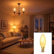 LED Mum Ampul 4.9W (40W Eşdeğer) E14 Duy 470 Lümen – Dekoratif LED Ampul – Dim Edilemez – Enerji Tasarruflu – Avize ve Aplik Uyumlu – 4’lü Paket (Sarı 2700K)