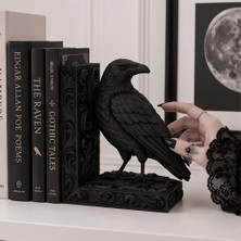 Nokta Labs Gotik Kuzgun Barok Kitap Tutucu - Dekoratif Kitap Desteği ve Figür - Goth Raven Baroque Bookend