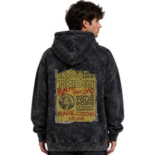 Sevbano Iron Maiden Rock Metal Müzik Grubu Baskılı Unisex Oversize Yıkamalı Premium Hoodie Sweatshirt