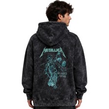 Sevbano Metallica Rock Metal Müzik Grubu Baskılı Unisex Oversize Yıkamalı Premium Hoodie Sweatshirt
