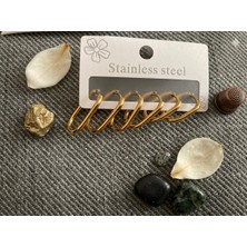 HaDe Çelik Gold Altılı Küpe