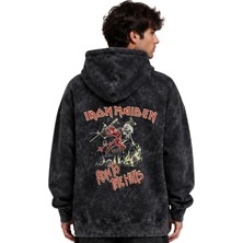 Sevbano Iron Maiden Rock Metal Müzik Grubu Baskılı Unisex Oversize Yıkamalı Premium Hoodie Sweatshirt