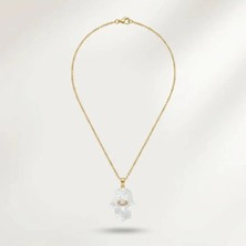 K&a Luxury Doğal Taşlı Fatma Ana Eli Kolye Altın Kaplama Nazar Gözlü Kadın Takı