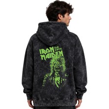 Sevbano Iron Maiden Rock Metal Müzik Grubu Baskılı Unisex Oversize Yıkamalı Premium Hoodie Sweatshirt