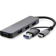 Marsilyan USB Type-C 3.0 Hub 4 Port 5 Gbps Gri HDX7825