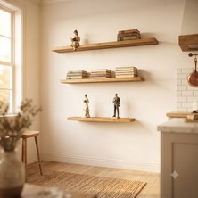 Woodwera Masif Çam Ahşap Yüzen Raf ,  Duvar Rafı , Modern Dekoratif Raf, Ahşap Kitaplık
