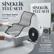 Novabis 75 x 110  Hazır Kesilebilir Pencere Sineklik Tülü ve Yapıştırıcı Köpük Bant Seti Güneşe Dayanıklı Pratik Sök-Tak Sineklik