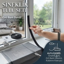 Novabis 80 x 190  Yapıştırıcı Köpük Bantlı Hazır Pencere Sineklik Tülü Seti | Ölçülebilir, Makasla Kesilebilir Dayanıklı Sineklik