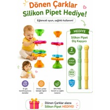 CKM Silikon Eğitici Zeka Oyuncağı Dönen Çarklar Mama Sandalyesi/oyuncak + Pipet Hediye