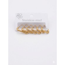 HaDe Çelik Gold Altılı Üçgen Küpe