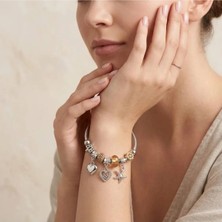 K&a Luxury Murano Cam Boncuklu Charm Kelepçe Bileklik Kalp ve Deniz Yıldızı Figürlü