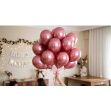 Balonevi Metalik Gül Kurusu Balon Seti (20 Adet )