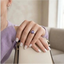 K&a Luxury Mor Yeşim Kalsedon Taşlı Kadın Yüzük Altın Kaplama Minimalist Yüzük