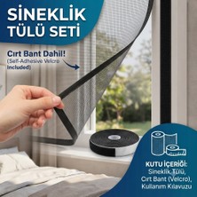 Novabis 75 x 170  Hazır Kesilebilir Pencere Sineklik Tülü ve Yapıştırıcı Köpük Bant Seti Güneşe Dayanıklı Pratik Sök-Tak Sineklik