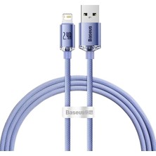 TeknoKapsül Baseus Crystal Shine Series Süper Hızlı Data Kablo USB To Ip 2.4A 1.2m Mor