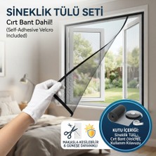 Novabis 75 x 140  Sineklik Tülü Seti - Yapıştırıcı Köpük Bant Dahil (Kendinden Yapışkanlı) Kolay Montaj Gri Tül