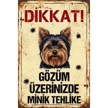 Arıkoğlu Reklam Ve Yapı Dikkat Köpek Var - Yorkshire Terrier Uyarı Levhası - Paslanmaz Metal Görünümlü Dekoratif Bahçe Tabelası