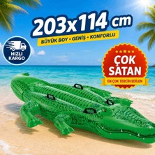 Poyraz Ticaret Intex 58562 Jumbo Timsah Şişme Deniz ve Havuz Yatağı Iki Hava Odası ile Güvenli Eğlence 203X114CM
