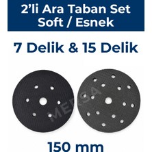 Befar Zımpara Makinesi Ara Taban Seti 2'li - 150 mm 7 Delik + 15 Delik Cırtlı Velcro Ped