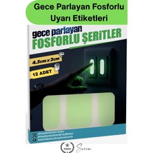 Svein #fosforlubant Gece Parlayan Fosforlu Uyarı Etiketleri 12 Adet Kendinden Yapışkanlı Şerit Priz Elektrik Anahtarı Düğme Merdiven Acil Yönlendirme Karanlık Görünürlük Güçlü Yapışkan 4.5x2 cm