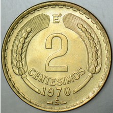Banknoting Şili 2 Centesımos 1970 Çilaltı++