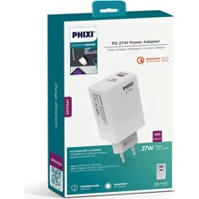 L'edoren Ultimate UPD4225 27W Pd Çift Çıkışlı Hızlı Şarj Adaptörü Phixi Hızlı Şarj Başlık Adaptör