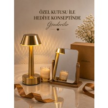 Elieldam Doğum Günü Özel Gün Yeni Iş Hediye Gold Dokunmatik Masa Lambası & Kokulu Mum & Ahşap Makyaj Aynası Hediye Seti