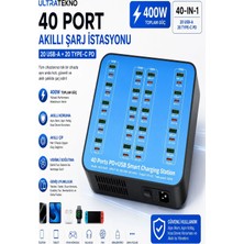 L'edoren WLX-880A 40 Port 400W Akıllı Şarj Istasyonu 20 USB + 20 Type-C Pd Hızlı Şarj Cihazı