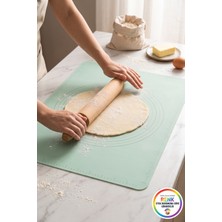 Vivenda Ölçü Cetvelli Silikon Hamur Açma Matı Kaymaz Yapışmaz Pasta Kurabiye Matı 64X45 cm