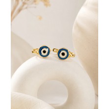 Sarezza Gold 14 Ayar Altın Mineli Nazar Boncuğu Detaylı Çocuk Küpe