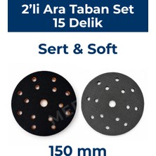 Befar Zımpara Makinesi Ara Taban Seti 2'li - 150 mm Sert ve Soft (Esnek) Cırtlı Velcro Ped