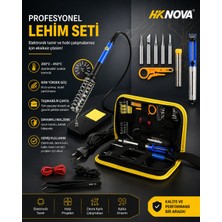 Hk Nova HVY62 15 Parça 60W Havya Seti Lehim Ahşap Yakma Kalemi 200 ile 450°C Ayarlanabilir Sıcak Havya